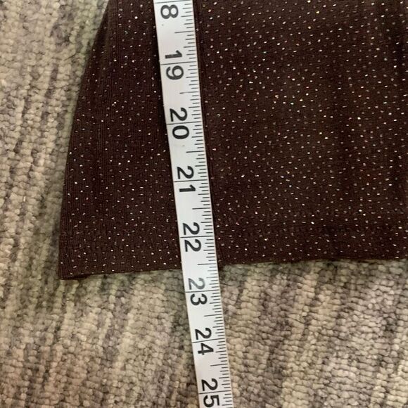 Womens Large Pull On Wide Leg Pants Holiday Chocolate Brown All Over Rhinestones - Picture 5 of 6